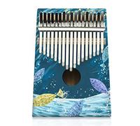 Hearda Portable Kalimba Thumb Piano 17 keys, Solid Spruce Wood Handmade Mbira Finger Piano, African Finger Keyboard with Tuning Hammer, Gift for Friends Adult Beginners (Ocean)