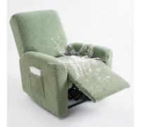 Hearda Recliner Chair Cover 1 Seater, 4 Pieces Splash-proof Recliner Sofa Covers Leaf Pattern, Recliner Slipcover for Electric Chair with Pockets,S tretch Non-Slip Armchair Covers - Light Green