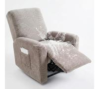Hearda Recliner Chair Cover 1 Seater, 4 Pieces Splash-proof Recliner Sofa Covers Leaf Pattern, Recliner Slipcover for Electric Chair with Pockets,S tretch Non-Slip Armchair Covers - Light Grey