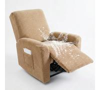 Hearda Recliner Chair Cover 1 Seater, 4 Pieces Splash-proof Recliner Sofa Covers Leaf Pattern, Recliner Slipcover for Electric Chair with Pockets,S tretch Non-Slip Armchair Covers - Brown