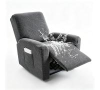 Hearda Recliner Chair Cover 1 Seater, 4 Pieces Splash-proof Recliner Sofa Covers Leaf Pattern, Recliner Slipcover for Electric Chair with Pockets,S tretch Non-Slip Armchair Covers - Dark Grey