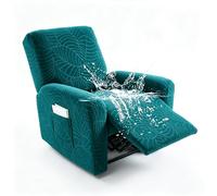 Hearda Recliner Chair Cover 1 Seater, 4 Pieces Splash-proof Recliner Sofa Covers Leaf Pattern, Recliner Slipcover for Electric Chair with Pockets,S tretch Non-Slip Armchair Covers - Dark Green