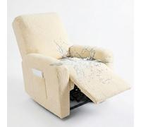 Hearda Recliner Chair Cover 1 Seater, 4 Pieces Splash-proof Recliner Sofa Covers Leaf Pattern, Recliner Slipcover for Electric Chair with Pockets,S tretch Non-Slip Armchair Covers - Beige