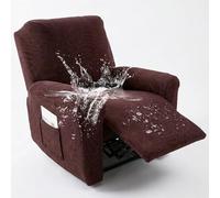 Hearda Recliner Chair Cover 1 Seater, 4 Pieces Splash-proof Recliner Sofa Covers Leaf Pattern, Recliner Slipcover for Electric Chair with Pockets,S tretch Non-Slip Armchair Covers - Dark Brown