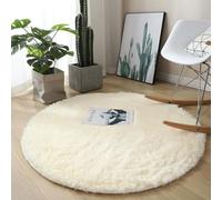 Hearda Round Fluffy Rugs for Bedrooms, Large Shaggy Rugs for Living Room Soft Thick Pile Plush Floor Mat with Non Slip Bottom Modern Kids Carpet Play Mat for Bedside Kids Room (Beige,80cm)