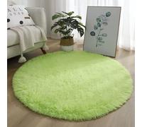 Hearda Round Fluffy Rugs for Bedrooms, Large Shaggy Rugs for Living Room Soft Thick Pile Plush Floor Mat with Non Slip Bottom Modern Kids Carpet Play Mat for Bedside Kids Room (Light Green,80cm)
