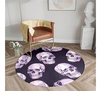 Hearda Round Large Rug, Skull Pattern Flannel Round Rugs Living Room, Washable Non-Slip Carpet, Carpet for Bedroom Kitchen, for Living Rooms, Corridors, Bedroom, Rooms (Purple,60cm)