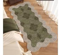 Hearda Short Pile Area Rug, Thick Imitation Cashmere Area Rug Modern Soft Floor Mat with Non Slip Bottom Mid-Century Style Wavy Edge Carpet Play Mat for Living Room (French Style,60x180cm)