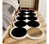 Hearda Short Pile Area Rug, Thick Imitation Cashmere Area Rug Modern Soft Floor Mat with Non Slip Bottom Polka Dot Style Carpet Play Mat Washable for Living Room (Black + Khaki Color,80x180cm)