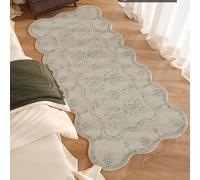 Hearda Short Pile Area Rug, Thick Imitation Cashmere Area Rug Modern Soft Floor Mat with Non Slip Bottom Mid-Century Style Wavy Edge Carpet Play Mat for Living Room (Vintage Style,60x180cm)