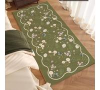 Hearda Short Pile Area Rug, Thick Imitation Cashmere Area Rug Modern Soft Floor Mat with Non Slip Bottom Mid-Century Style Carpet Play Mat for Living Room Bedroom (Flower,50x120cm)