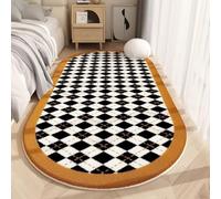 Hearda Short Pile Oval Area Rug, Thick Imitation Cashmere Area Rug Modern Soft Floor Mat with Non Slip Bottom French style Carpet Play Mat Washable for Living Room Bedroom (Rhombus,60x180cm)