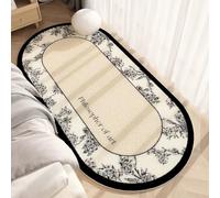Hearda Short Pile Oval Area Rug, Thick Imitation Cashmere Area Rug Modern Soft Floor Mat with Non Slip Bottom French style Carpet Play Mat Washable for Living Room Bedroom (Flower Branch,80x180cm)