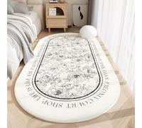 Hearda Short Pile Oval Area Rug, Thick Imitation Cashmere Area Rug Modern Soft Floor Mat with Non Slip Bottom French style Carpet Play Mat Washable for Living Room Bedroom (Flower,50x120cm)