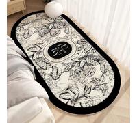 Hearda Short Pile Oval Area Rug, Thick Imitation Cashmere Area Rug Modern Soft Floor Mat with Non Slip Bottom French style Carpet Play Mat Washable for Living Room Bedroom (Leaf,80x180cm)