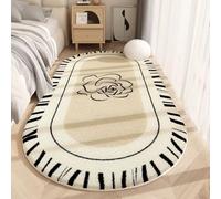 Hearda Short Pile Oval Area Rug, Thick Imitation Cashmere Area Rug Modern Soft Floor Mat with Non Slip Bottom French style Carpet Play Mat Washable for Living Room Bedroom (Rose Flower 1,80x180cm)