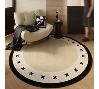 Hearda Simple Black Beige Texture Decorations Rugs Living Room Non-Slip Round Large Rug 60-140cm, Velvet Washable Carpet Rugs, for Bedroom Kitchen,Living Rooms, Corridors (Light Brown,60cm)