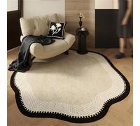 Hearda Simple Black Beige Texture Decorations Rugs Living Room Non-Slip Round Large Rug 60-140cm, Velvet Washable Carpet Rugs, for Bedroom Kitchen,Living Rooms, Corridors (Irregular,60cm)