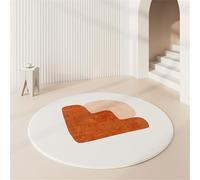 Hearda Simple Colorful Pattern Stain-Resistant Rugs Living Room Non-Slip Round Large Rug 60-140cm, Washable Velvet Carpet, for Bedroom Kitchen, Living Rooms, Corridors Rugs (Orange,140cm)