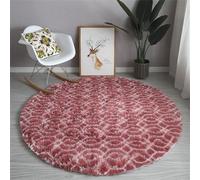 Hearda Simple Fashion Style Rugs Living Room Round Large Rug, Thick Fluffy Plush Non-Slip Carpet Rugs for Bedroom Kitchen, Washable Rug for Living Rooms, Corridors, Rooms (40cm,Red)