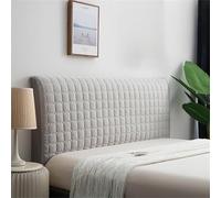Hearda Solid Color Plaid All-inclusive Dustproof Protector Cover, Elastic Bed Headboard Cover, Velvet Headboard Slipcover Single/Double/King Size Head Cover For Bedroom Decor (Gray,210cm)