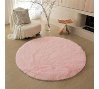 Hearda Solid Color Round Fluffy Rugs Living Room, Elegant Shaggy Rugs for Bedrooms, Non Slip Soft Warm Floor Mat, for Bedside Kids Room Office Lounge Home Decor Carpet Play Mat (Pink,200cm)
