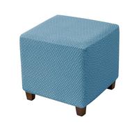 Hearda Stretch Ottoman Cover Square, T-Type Jacquard Spandex Foot Stool Cover Thick Ottoman Slipcover with Non-Slip Elastic Bottom Footstool Protector Washable Furniture Protector (Blue,1pc)