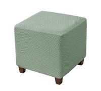 Hearda Stretch Ottoman Cover Square, T-Type Jacquard Spandex Foot Stool Cover Thick Ottoman Slipcover with Non-Slip Elastic Bottom Footstool Protector Washable Furniture Protector (Green,1pc)