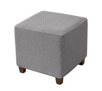 Hearda Stretch Ottoman Cover Square, T-Type Jacquard Spandex Foot Stool Cover Thick Ottoman Slipcover with Non-Slip Elastic Bottom Footstool Protector Washable Furniture Protector (Anthracite,1pc)