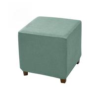 Hearda Stretch Waterproof Ottoman Cover Square, Solid Color Foot Stool Cover Soft Thick Jacquard Ottoman Slipcover with Non-Slip Elastic Bottom Footstool Protector (Sage Green,One Size)