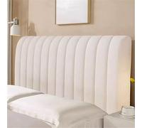 Hearda Velvet Elastic Bed Headboard Cover, All-inclusive Universal Dustproof Protector Cover, Soft Thick Headboard Slipcover Stripe Bed Head Cover For Bedroom Decor, Washable (200cm,White)