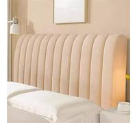 Hearda Velvet Elastic Bed Headboard Cover, All-inclusive Universal Dustproof Protector Cover, Soft Thick Headboard Slipcover Stripe Bed Head Cover For Bedroom Decor, Washable (200cm,Khaki)