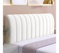 Hearda Velvet Elastic Bed Headboard Cover, Stripes All-inclusive Dustproof Protector Cover, Soft Comfortable Headboard Slipcover Fluffy Head Cover For Bedroom Decor (150cm,White)