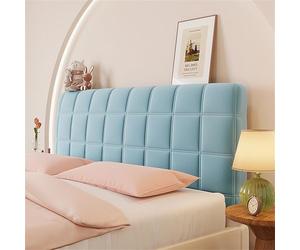 Hearda Velvet Plaid Elastic Bed Headboard Cover, All-inclusive Universal Dustproof Protector Cover, Soft Headboard Slipcover Washable Bed Head Cover For Bedroom Decor (150cm,Blue)