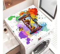 Hearda Washer and Dryer Top Protector Mat, Hourglass Print Absorbent Quick Dry Washer Dryer Top Protector Mat Non-Slip Dust Proof Washing Machine Cover for Kitchen Laundry Room (White 1,40x50cm)