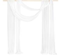 Hearda Wedding Arch Drapes Fabric, Arch Draping Fabric Sheer Backdrop Drapes 2 Panel Elegant Sheer Chiffon Backdrop Draping Curtain for Ceremony Ceiling Party Reception (White,0.75x6m)