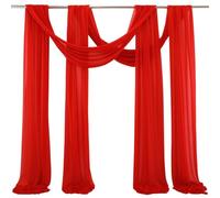 Hearda Wedding Arch Drapes Fabric,Arch Draping Fabric Sheer Backdrop Drapes 2 Panel Elegant Sheer Chiffon Backdrop Draping Curtain for Ceremony Ceiling Party Reception (Red A,75x300cm)