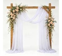 Hearda Wedding Arch Drapes Fabric,Arch Draping Fabric Sheer Backdrop Drapes 2 Panel Elegant Sheer Chiffon Backdrop Draping Curtain for Ceremony Ceiling Party Reception (White E,30x300cm)