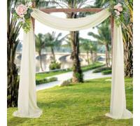 Hearda Wedding Arch Drapes Fabric, Arch Draping Fabric Sheer Backdrop Drapes 2 Panel Elegant Sheer Chiffon Backdrop Draping Curtain for Ceremony Ceiling Party Reception (Milky White,1.5x6m)