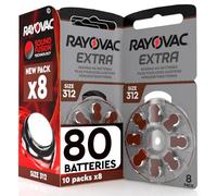 Hearing Aid Batteries Rayovac Extra Size 312 PR41 Brown Udivita -10 Blister Pack of 80