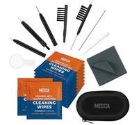 Hearing Aid Cleaning Kit - 20 Piece Tool Set with Case, 10 Hearing Aid Cleaner Wipes, and Magnifying Glass for Hearing Aids, Earbuds, Headphones, Ear Molds, Amplifiers & Small Electronics