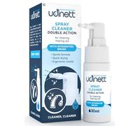 Hearing Aid Cleaning Spray with Integrated Brush 30ml Udinett for Cleaning Earmolds Replacement Domes Earplugs Delicate Formula Eliminates Earwax and Dirt with Immediate Effect