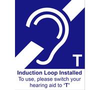Hearing Aid Loop Facility To Use Please Switch Hearing Aid to T Coil Induction Hearing Loop Telecoil Sign Self Adhesive Gloss Decal Sticker A4 297mm x 210mm V8