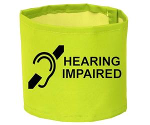 HEARING IMPAIRED Armband 5Colours 2 Lengths 18" x 4" and 22" x 4" (Yellow, 18" x 4")