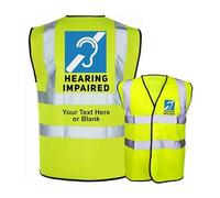 Hearing Impaired Hi Vis Vest. Deaf Safety Waistcoat, Hard of Hearing High Visibility (Orange, Medium)
