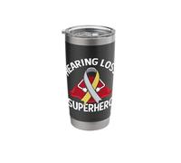 Hearing Loss Deaf Superhero Sign Language Ribbon Deafness Stainless Steel Insulated Tumbler