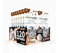 Hearing360 120 Hearing Aid Batteries Size 312 Premium Quality, Extra Durability, Compatible with All Models, Mercury Free (15 Blister Packs of 8 Batteries)