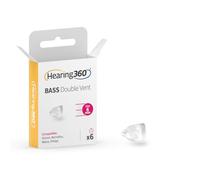 Hearing360 6 Dome Minifit Bass Double Vent Compatible Oticon, Bernafon, Philips and Maico - Silicone Hearing Aid Domes (6mm)