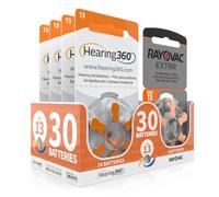 Hearing360 and RAYOVAC EXTRA Hearing Aid Batteries Size 13 Orange (5 Blister Packs of 6)