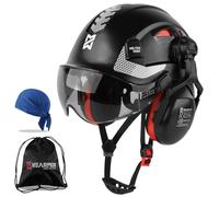 HEARMOR ANSI Z89.1 & EN397 Certified Safety Helmet/Hard Hat with Ear Protection - Lightweight Vented Work Helmet Kit, 6-Point Suspension System - Ideal for Industrial & Construction Professionals